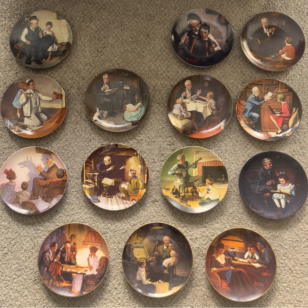 Set of 11 Norman Rockwell Collectors plates. 1979-1991 missing 1980,1990